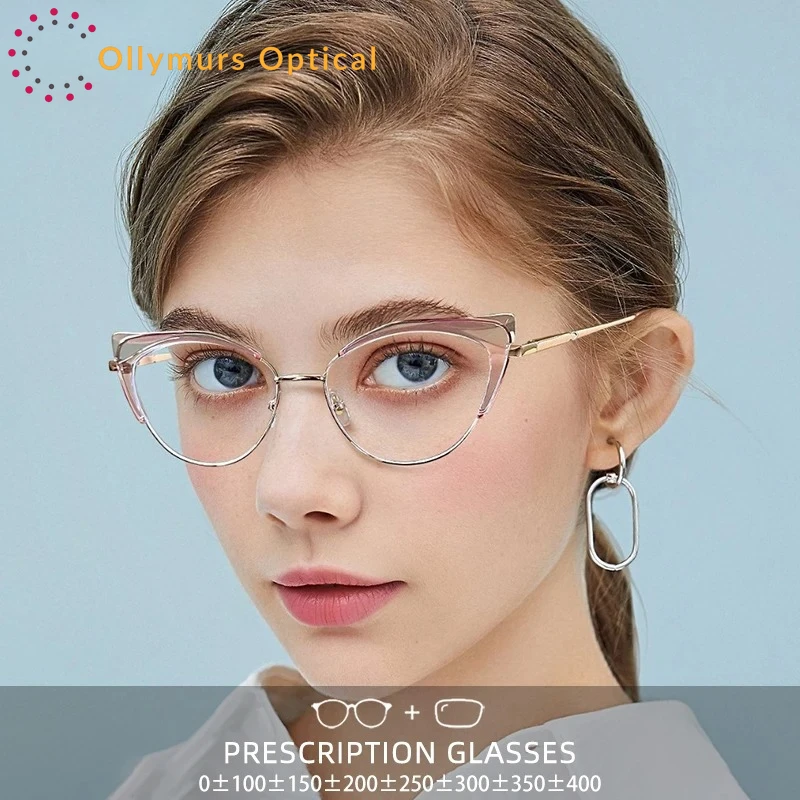 

OLLYMURS Ladies Fashion Reading Glasses Frame for Women Blue Light Blocking Myopia Computer Eyewear Hyperopia Prescription Glass
