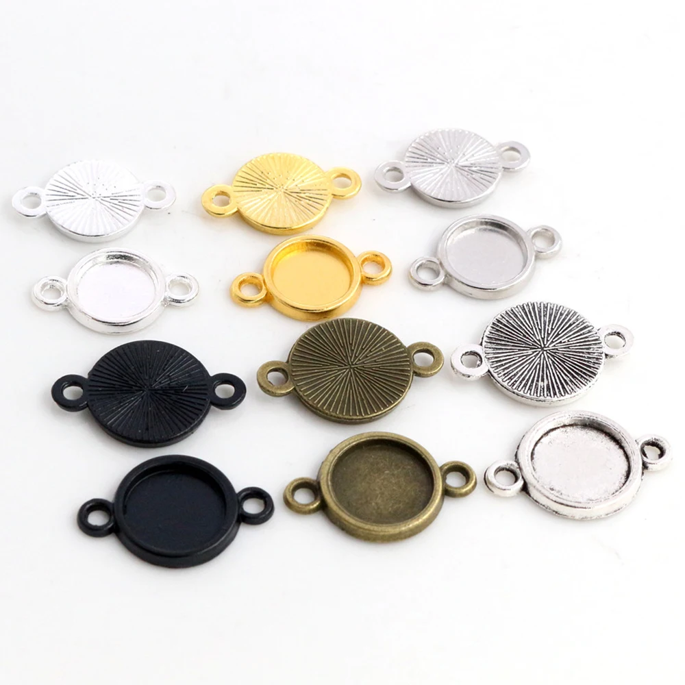 8-30mm Inner Size Classic 7 Colors Plated One Sided Double Hanging Simple Style Cabochon Base Setting Charms Pendant