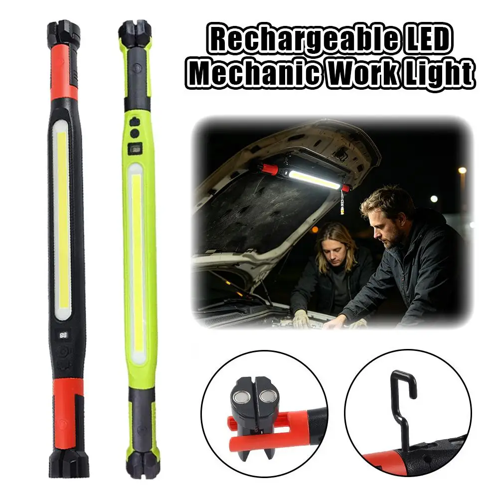Lampe de travail LED COB rechargeable, lampe torche magnétique pour mécanicien avec crochet, lampe de réparation d'urgence multifonction pour le camping et les activités de plein air