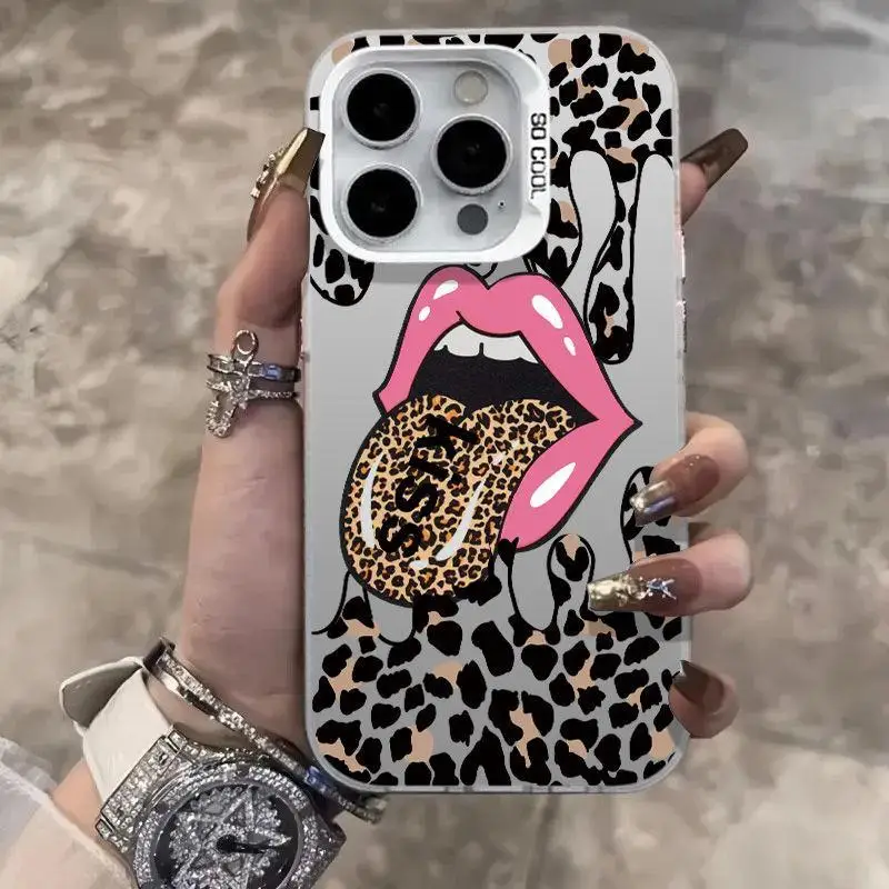 Hot Red Lip Leopard Print Phone Case for Huawei Honor 200 90 X6b X7a X9a X5 X8a X9b X7b X9 70 nova 11 10 4G 5G Matte Back Cover