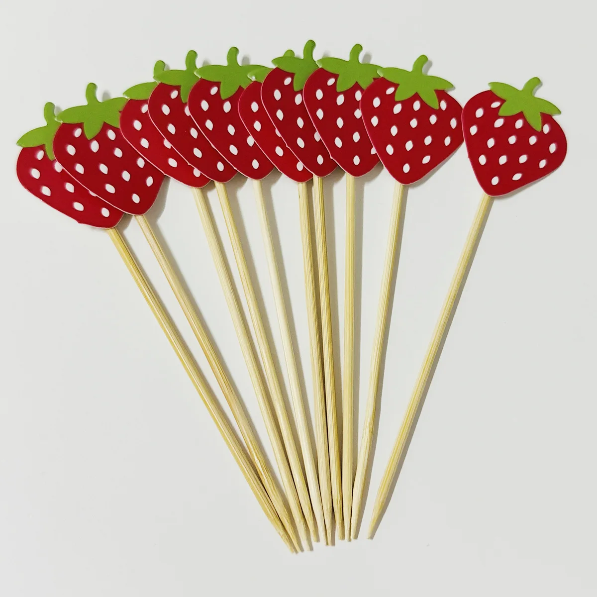 10 Stück Erdbeer-Cupcake-Topper mit Erdbeer-Thema, Kuchendekorationen für den Sommer, süße Frucht, Babyparty, Kindergeburtstag, Partyzubehör – Detail 2