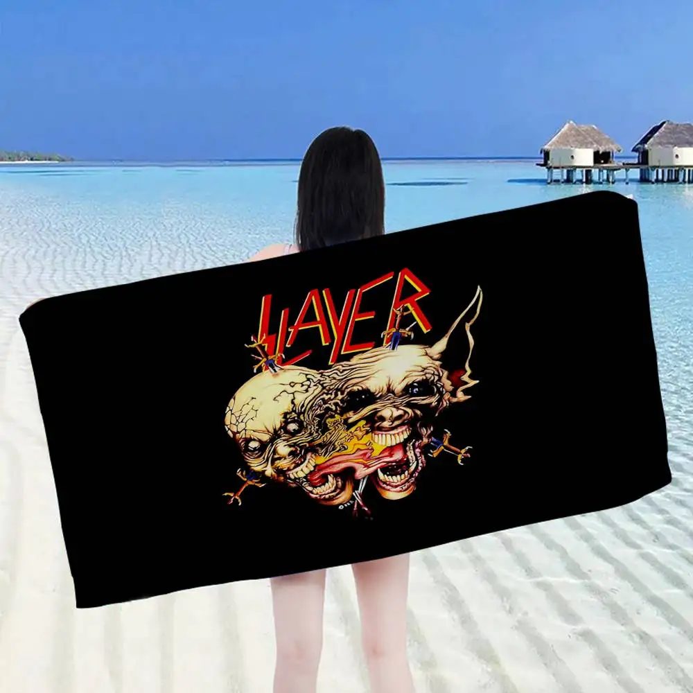 Heavy Metal Band Slayer Anime Beach Swimming Towel Soft Absorbent Washcloth Children's Gifts For Kids Travel Camping Gym