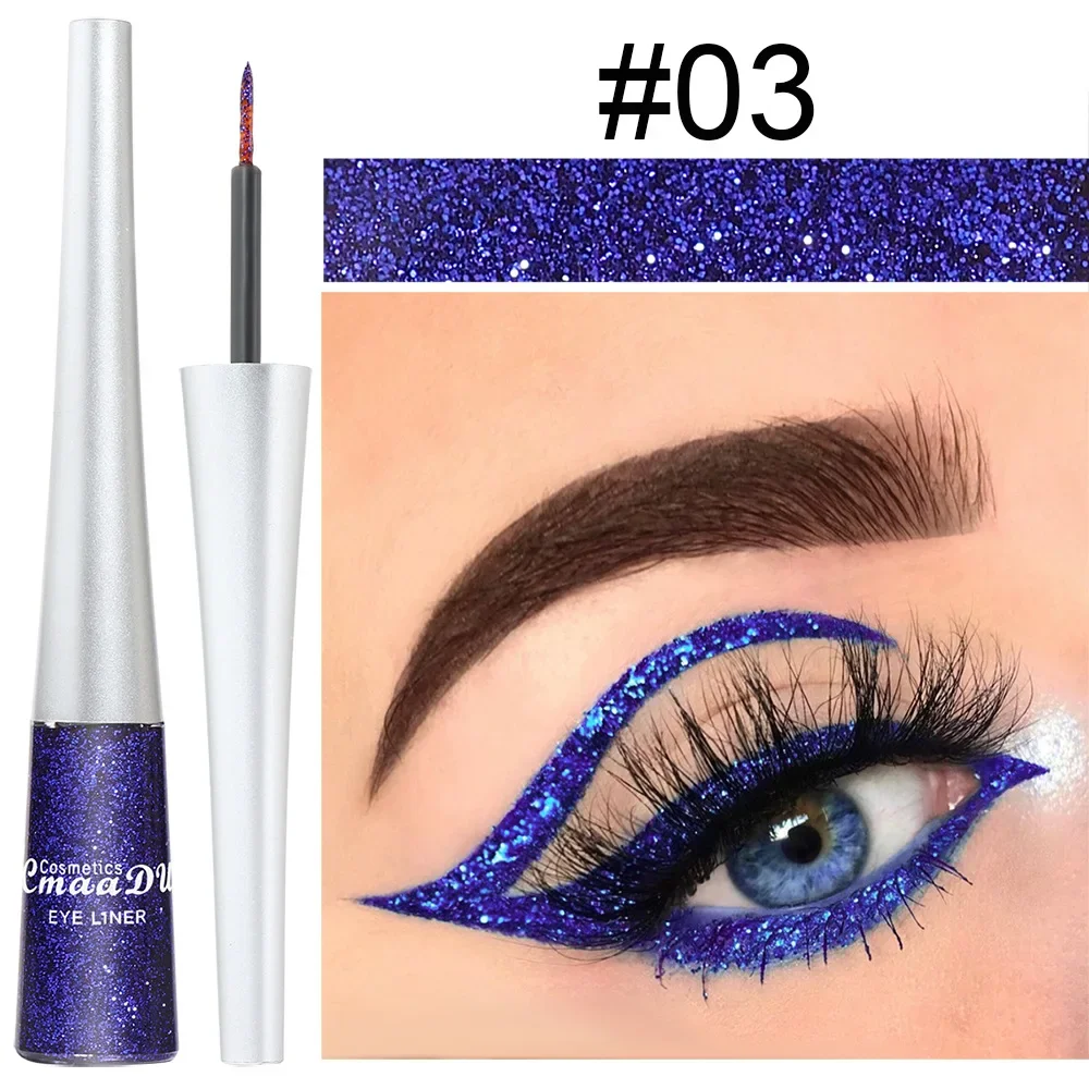 Glitter Liquid Eyeliner Pearlescent Diamond Eyeshadow 16 Color Sequins Blue Silver Pink Rose Gold Mini Fine Brush Eyeline Makeup