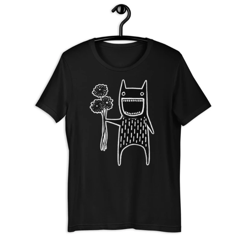 Straight cut T-shirt flower monster shirt Gothic bizarre cute fun garden potted daisy bouquet