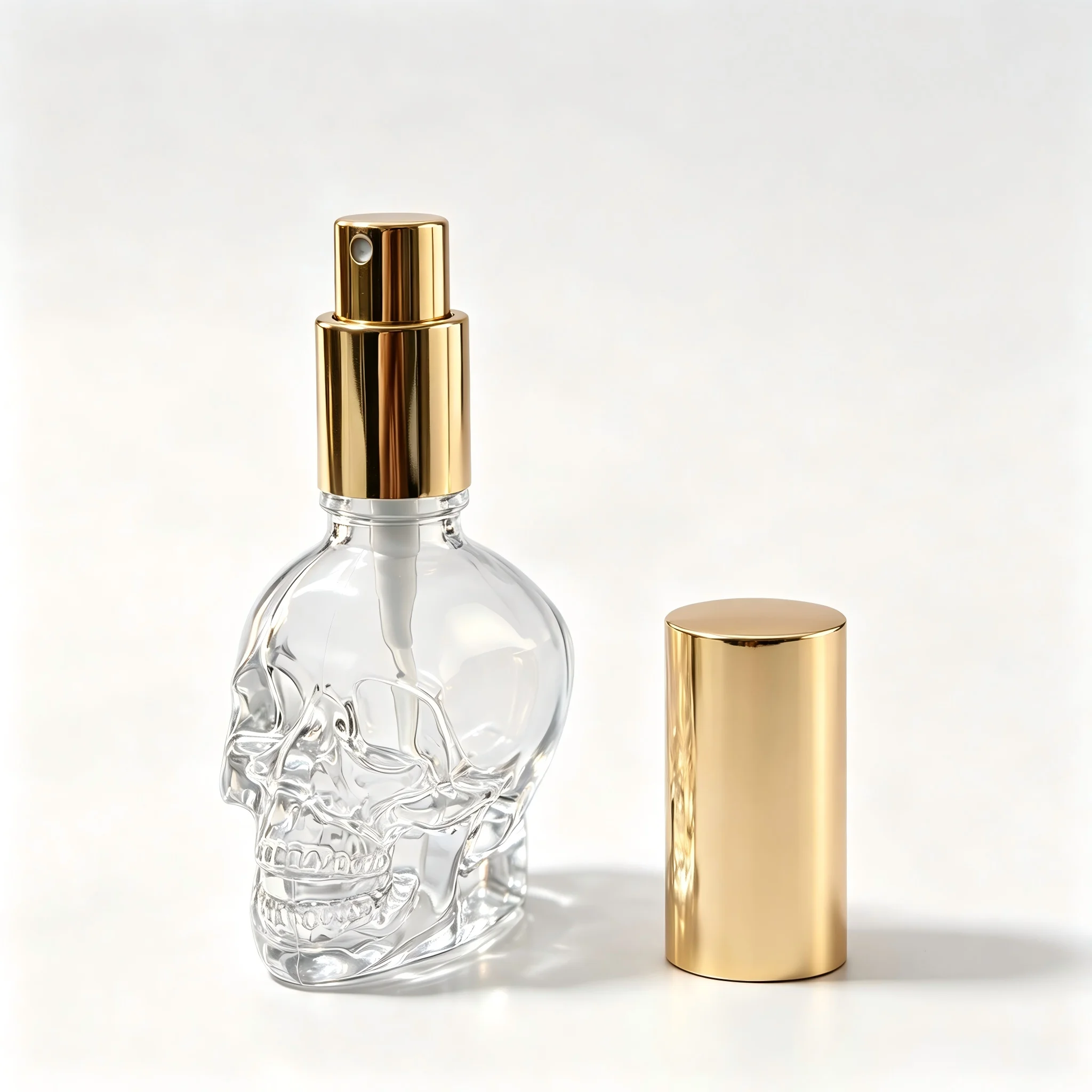 30 ml 3D-Totenkopf-Form Glas-Parfümzerstäuber, nachfüllbarer Feinsprühzerstäuber, transparenter Glasbehälter, tragbarer Kosmetikbehälter für Parfüm – Detail 5