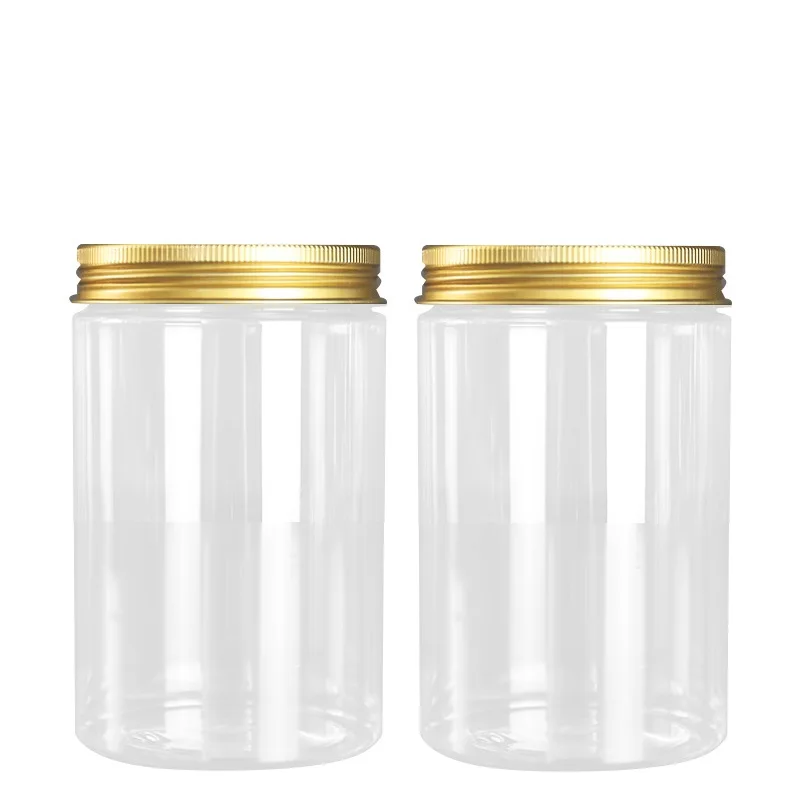 

15pcs Plastic Containers Transparent Cream Pots 68Dia Gold Silver Lid 300ML Makeup Packaging Box Refillable Bottle Cosmetic Jar