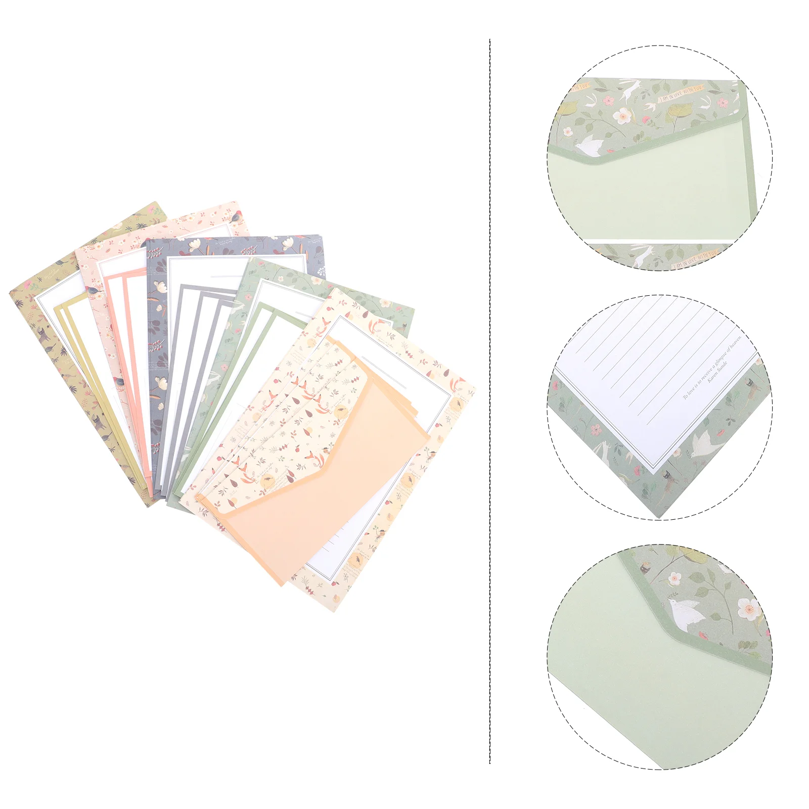 5 Sets Japanese Stationery Floral Letterhead Stylish Paper and Envelopes Kit Writing School Supplies Chic Student