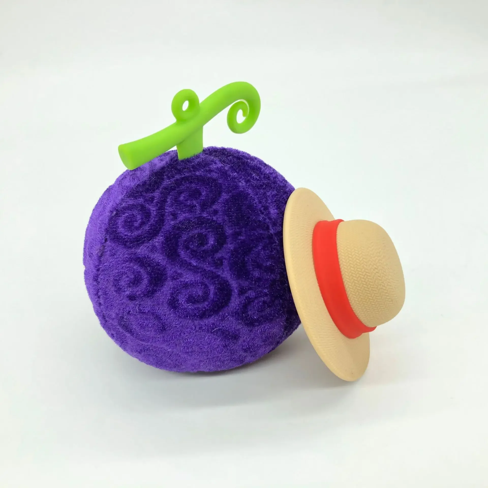 Anime Demon Fruit One Piece Luffy Hat Borracha Frutas Chaveiro de Pelúcia Brinquedo Pingente