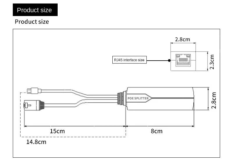 PoE Splitter Adapter USB48V To 5V Output,10/100Mbps, IEEE 802.3AF/at, Suitable for Cameras Phones