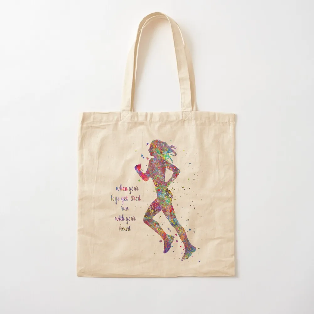 Running woman, running, when your legs get tired run with your heart Tote Bag Women's shopper Shopper bag woman shopping bag
