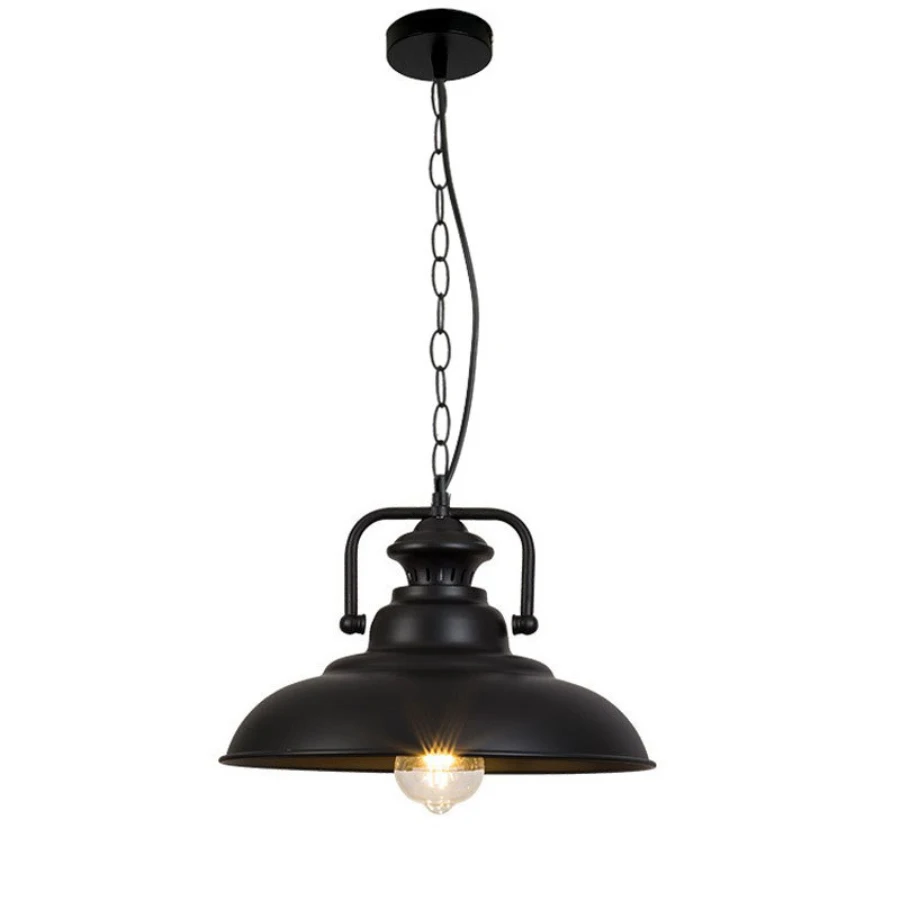 Iron Chandelier Black Pot Lid Chandelier Restaurant Lamp Hotel Cafe Simple Clear Bar Iron Chain Industrial Style Chandelier