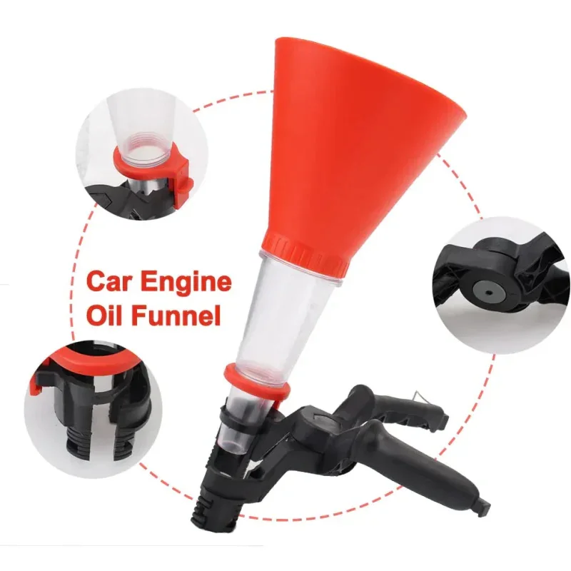 Universal Engine Oil Filling Funnel Set Plastic Adjustable Gasoline Adapters Change Equipment Car Refueling Accessories Tool Kit