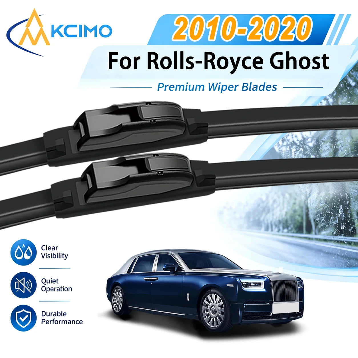 For Rolls-Royce Ghost 2010–2020 Auto Front Windshield Wipers High Steel Frame UV Resistant Silent Replacement Wiper Blades