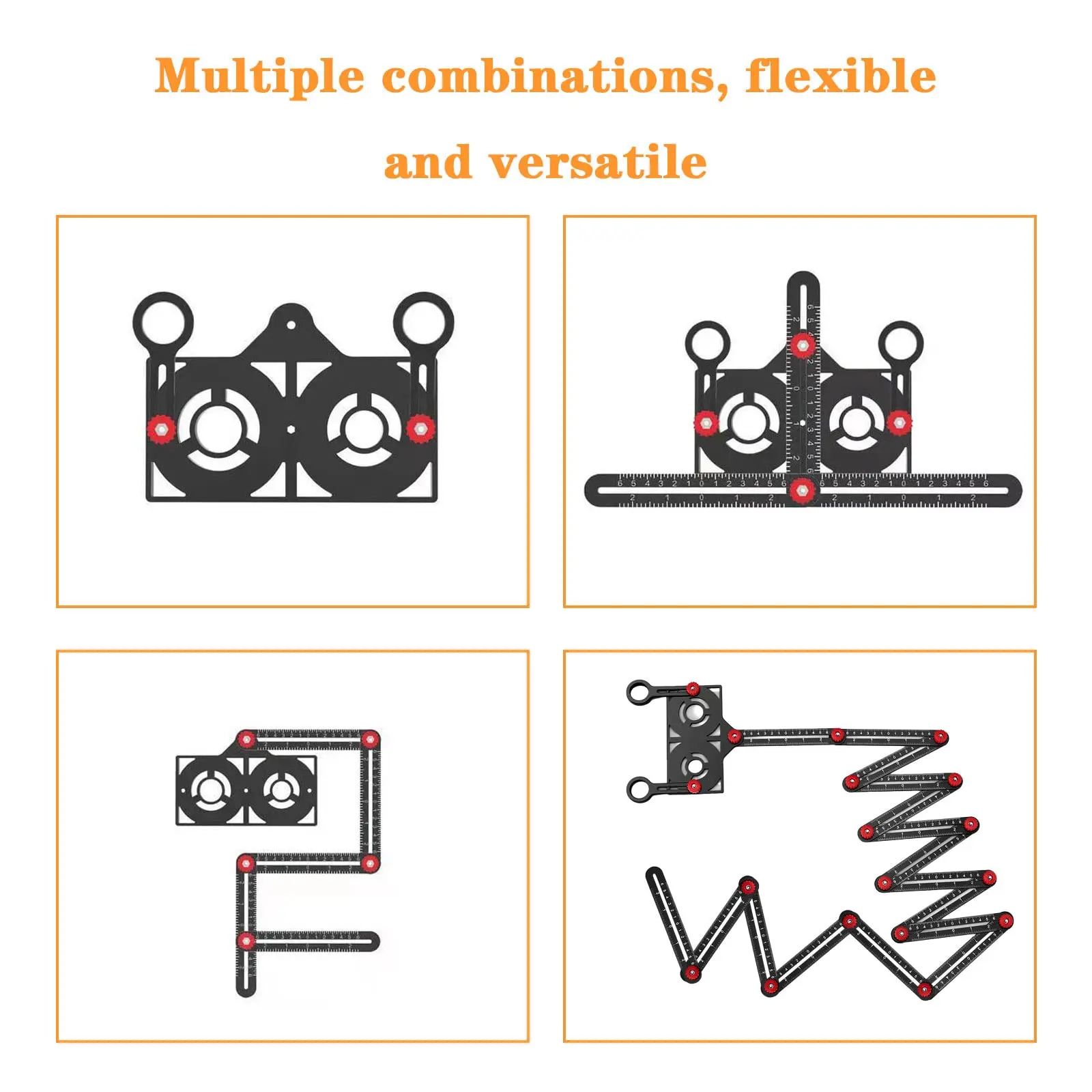 12 Fold Angle Ruler Multi Angle Aluminium Alloy Measuring Ruler Perforated Mold Template Tool Locator Drill Guide Tile Hole