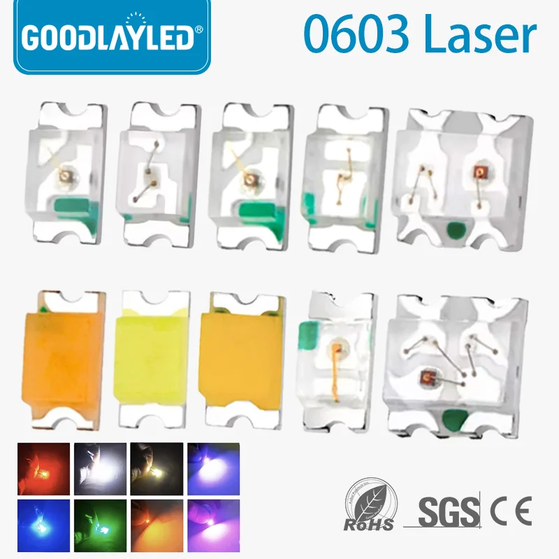100Pcs 0603 1608 SMD LED Emitting Diode Chip Warm White Red Green Blue Yellow Orange UV Purple Pink RGB Multicolor Assortment