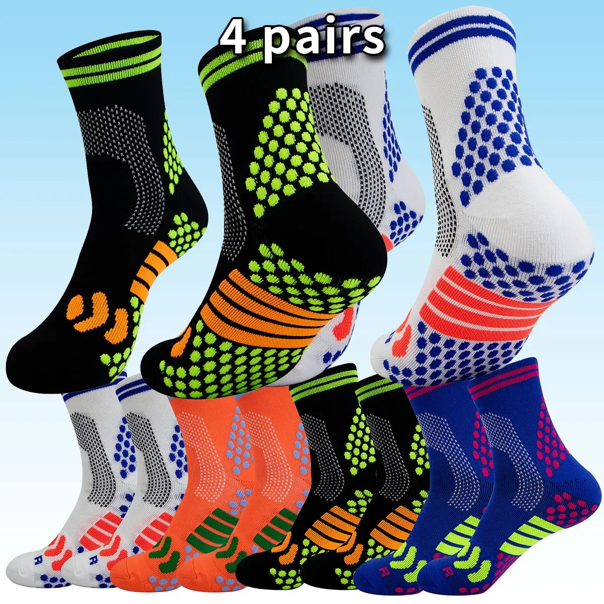 

4pairsofmen'sandwomen's sports compression ankle socks, professional low waist fitness marathon running breathable sports socks