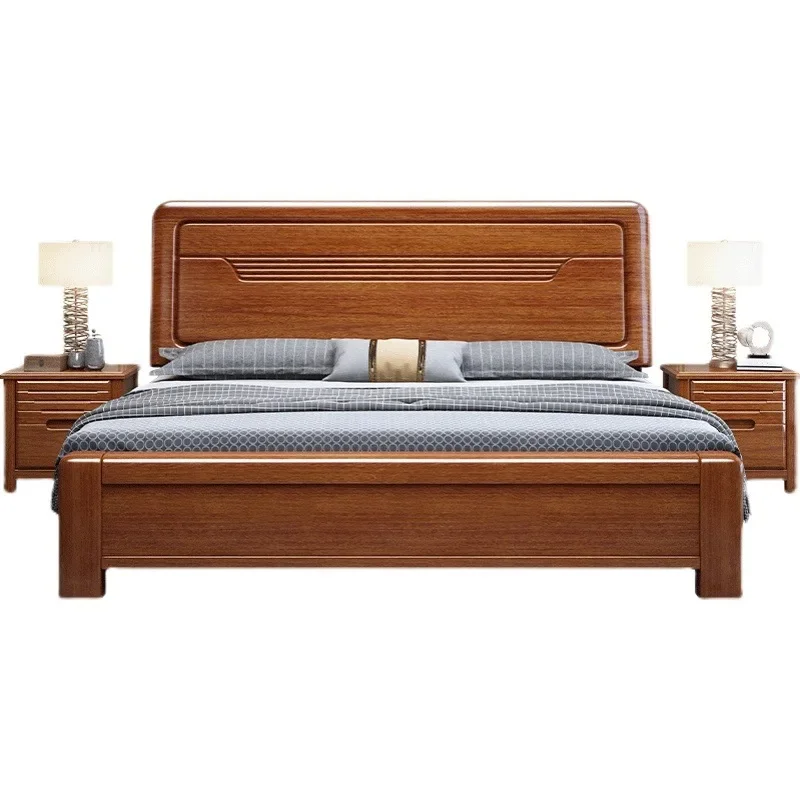 Chinese walnut solid wood bed, 1.52m, 1.82m, multifunctional single and double master bedroom storage bed