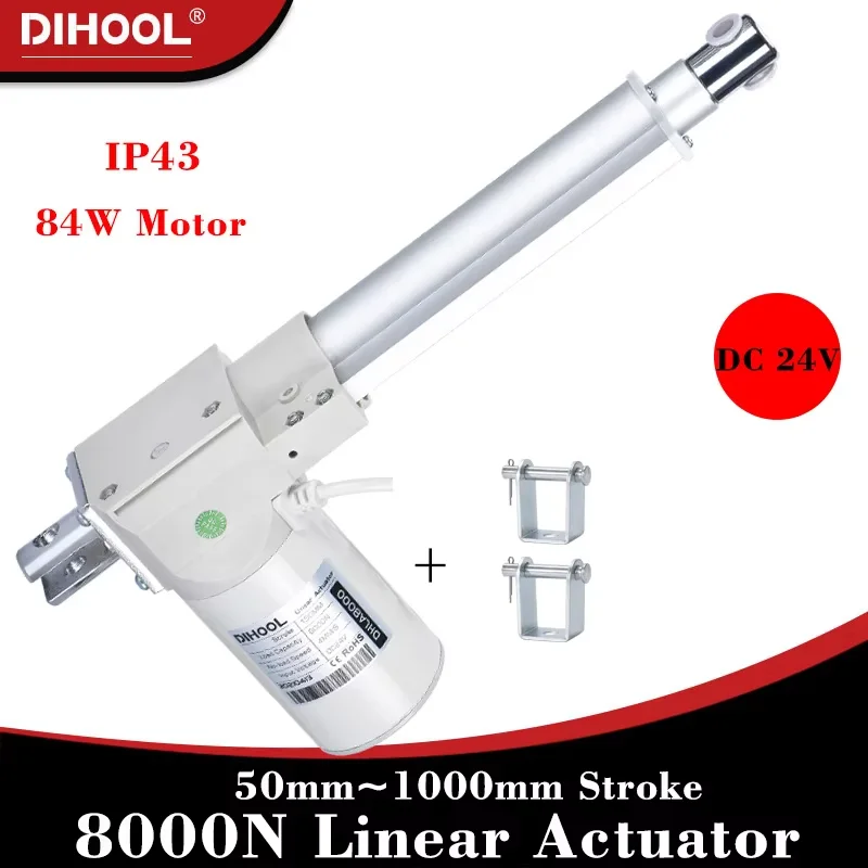 8000N Linear Actuator DC24V 80kg~800kg Load 50mm~1000mm Stroke 25mm/s Low Noise Stainless Steel Electric Lifting Rod