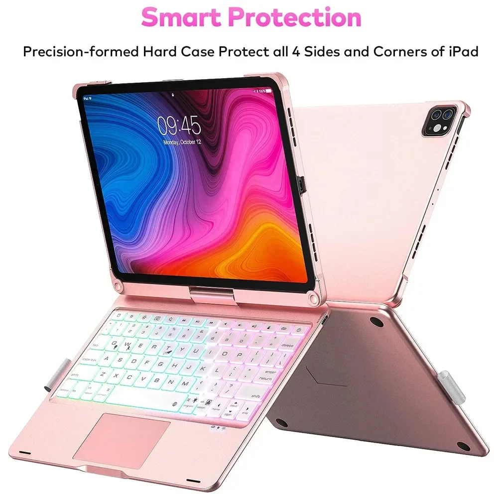 Rotate Magic Touchpad Keyboard Case for iPad Air13 11 2024 M2 Pro12.9 11 iPad 10.5 10.2 10th Air4 5 10.9 Backlit Keyboard Cover