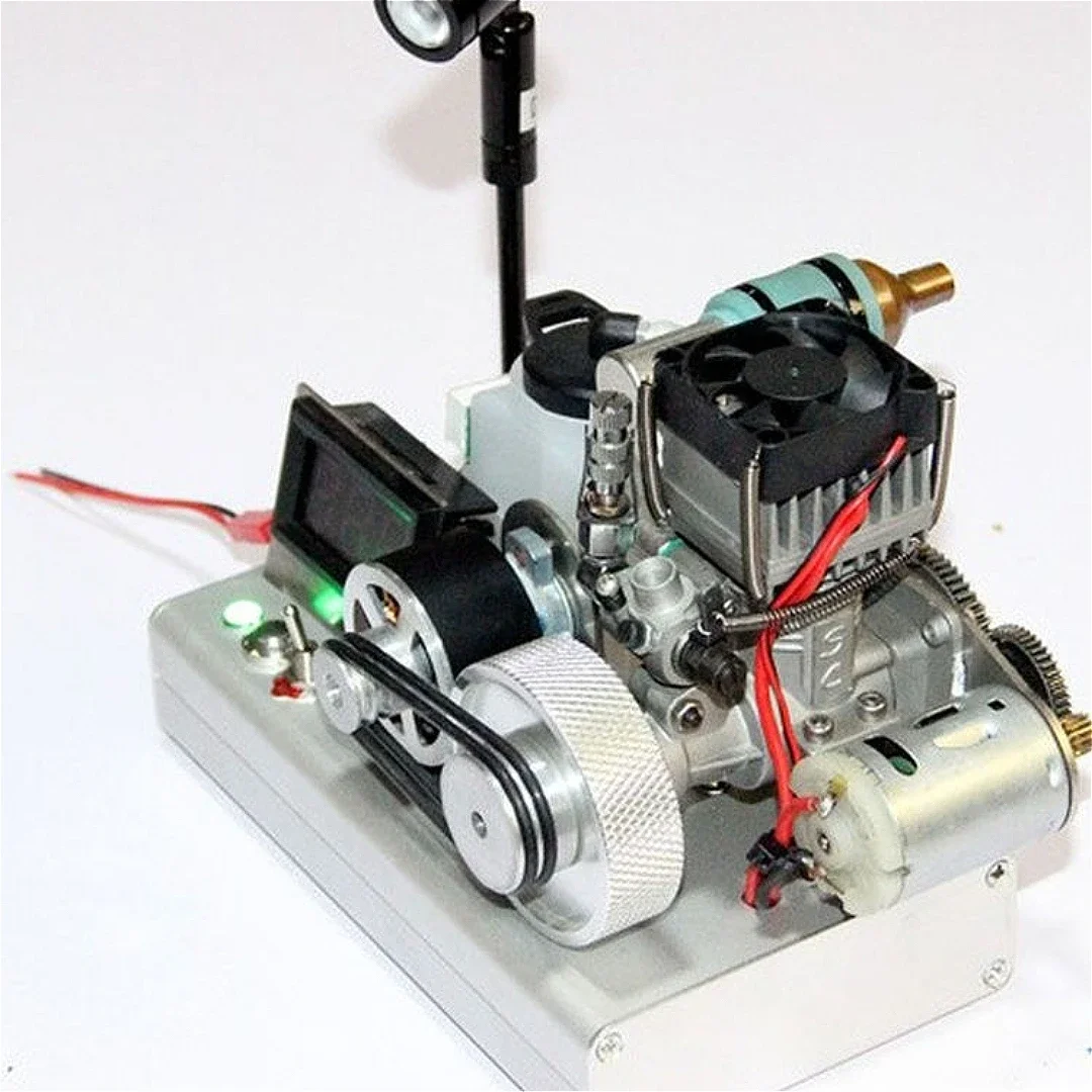 NF Mini Starter Motor Generator 12 Stage Methanol Engine Starter Base Pre-assembled Metal Engine Precision Model with Radiator