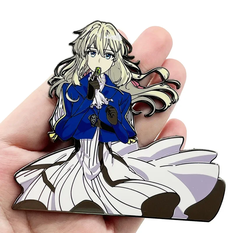 Violet Evergarden Brooches Cartoon Anime Figures Metal Enamel Brooch Cartoon Pin Backpack Badge Kids Gift