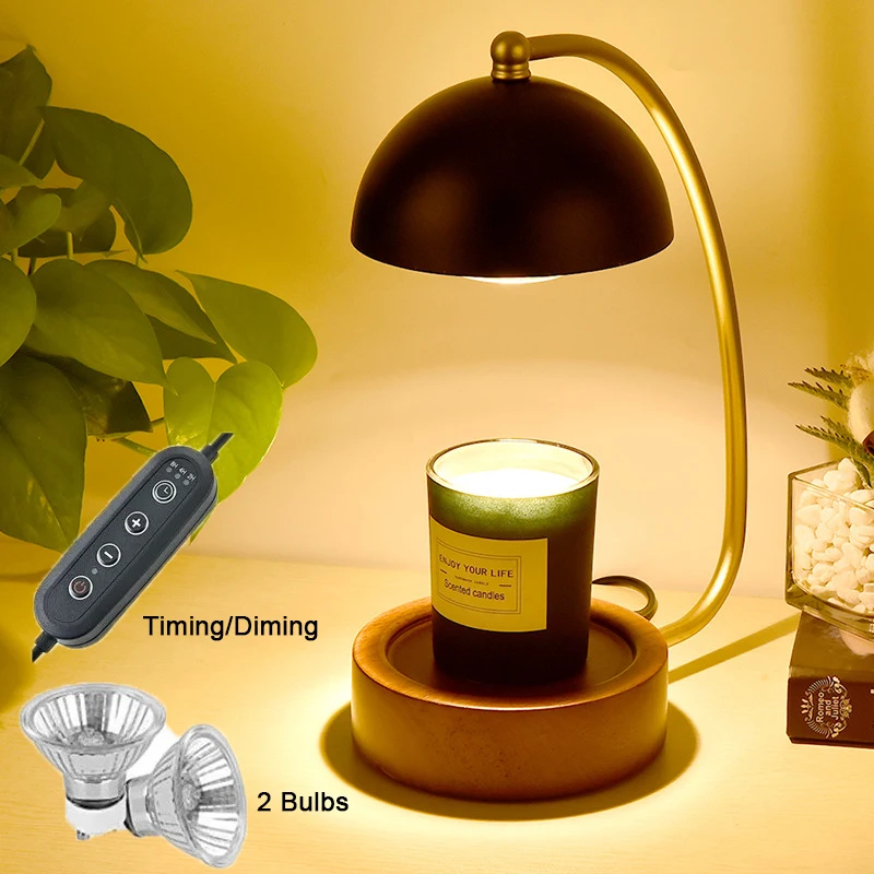 Creative Aromatherapy Candle Wamer Lamp With Timer Dimmer Wax Melting Lamp Home Decor Electric Scented Candle Lamp 2 Bulbs Gift