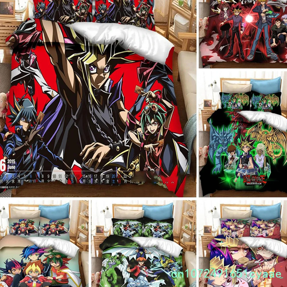 3D Printed Anime Duvet Cover Pillowcase Yu Gi Oh Duel Bedding Set Double Twin Full Queen King Adult Kids Bedclothes Quilt Cover