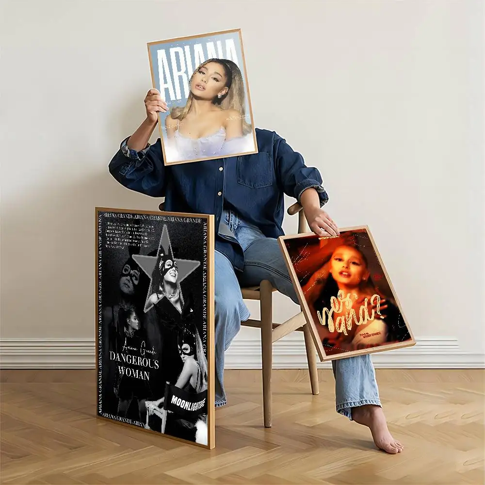 Music A-Ariana G-Grande Singer Classic Movie Posters Vintage Room Bar Cafe Decor Stickers Wall Painting
