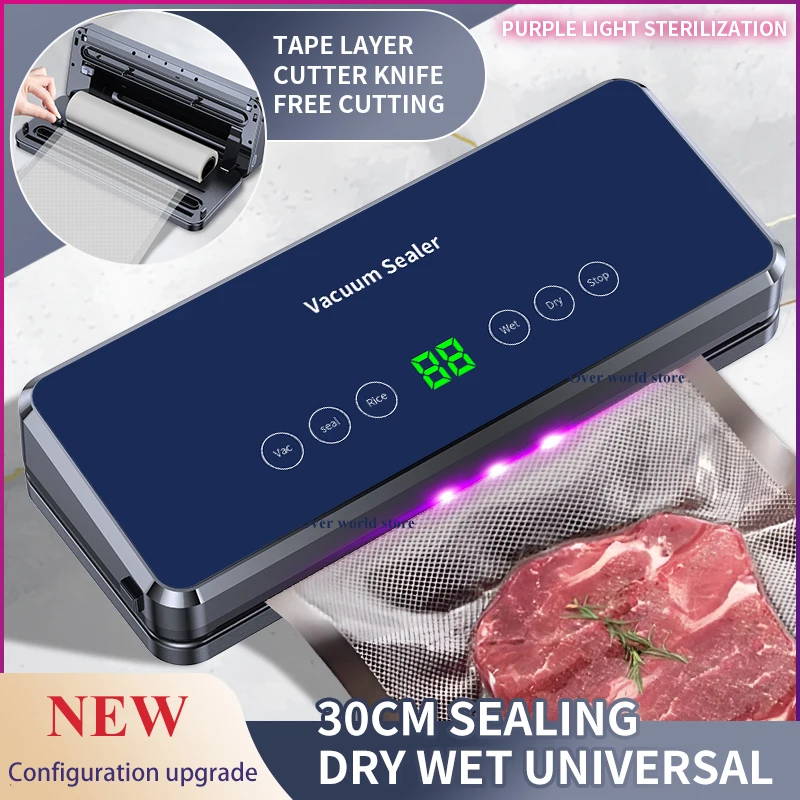 Desktop Electric Vacuum Machine 30CM Sealing Built in Cutter Roll bag Kitchen Meat And Vegetables Package Seal Food Preservation