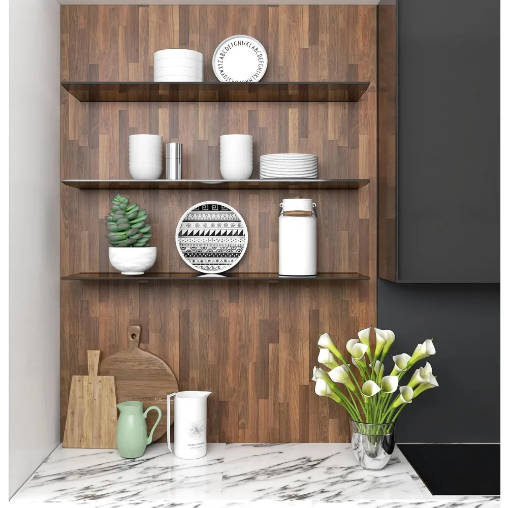 ورق جدران ذاتي اللصق وقابل للإزالة من الخشب الداكن للخزائن - ورق اتصال خشبي صناعي قابل للتقشير واللصق، سهل التركيب، Du