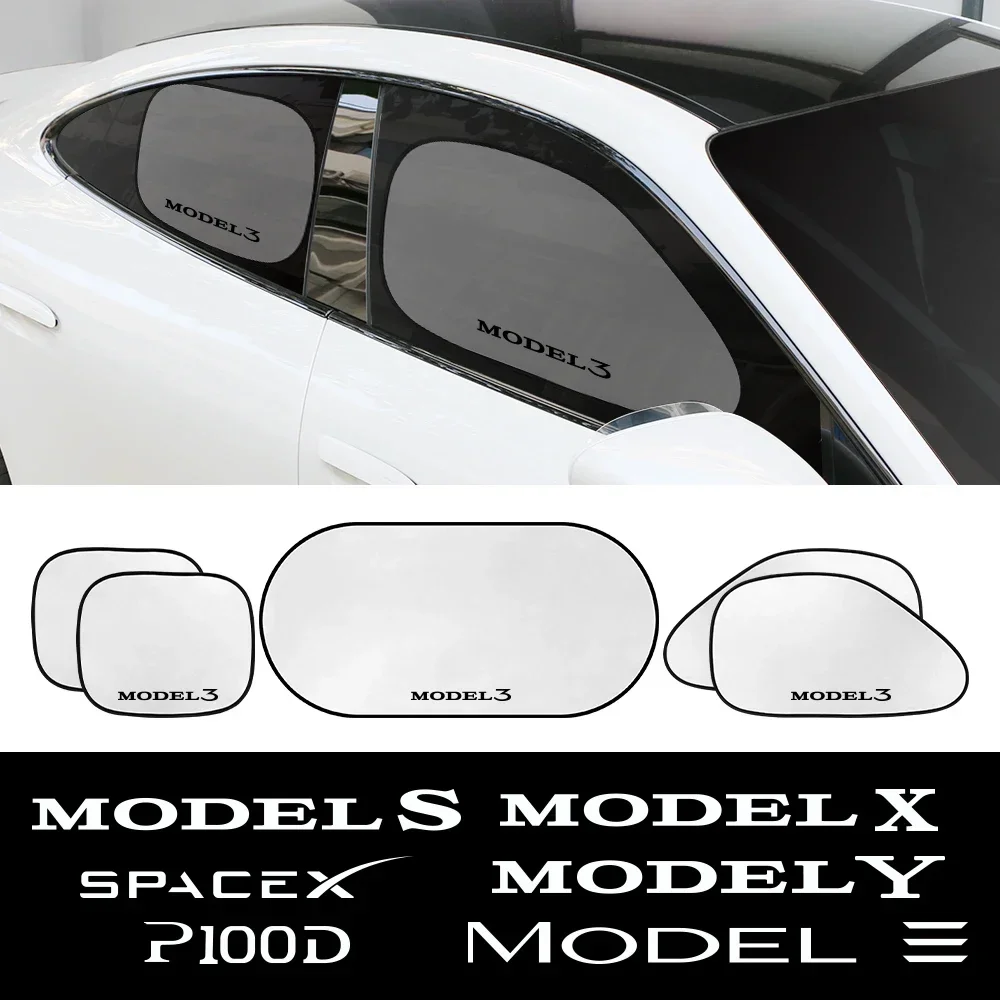 5PCS/Set Separate Type Car Window Sunshade Cover Visor UV Ray Reflector Auto Accessories For Tesla Model 3 X S Y P100D SpaceX