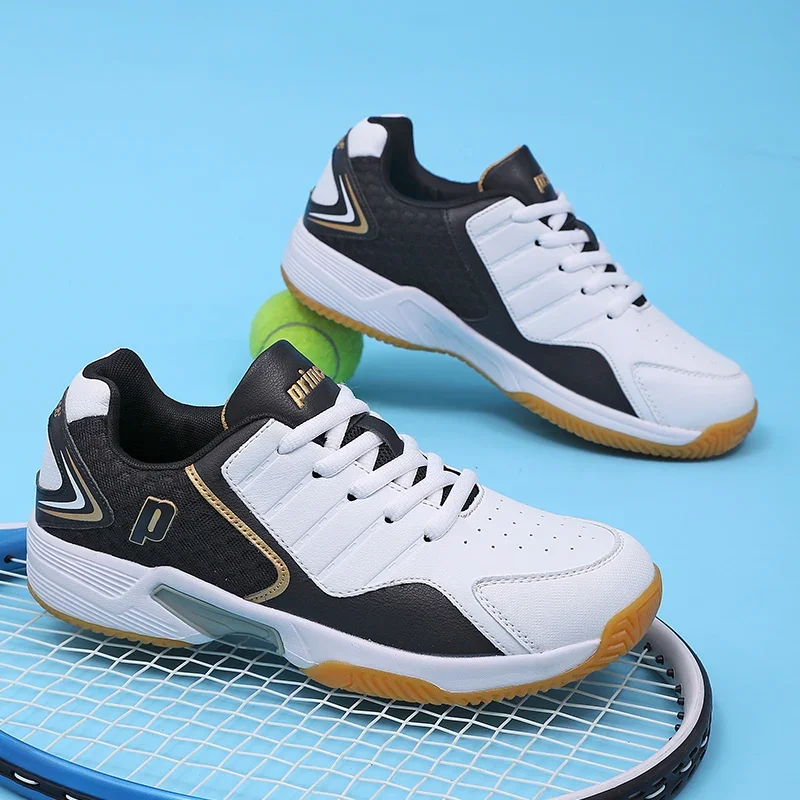 Professional Leather Men Badminton Shoes Couple Anti-Slip Training Sneaker Lightweight Women Tennis Shoes Volleyball Sport Shoes