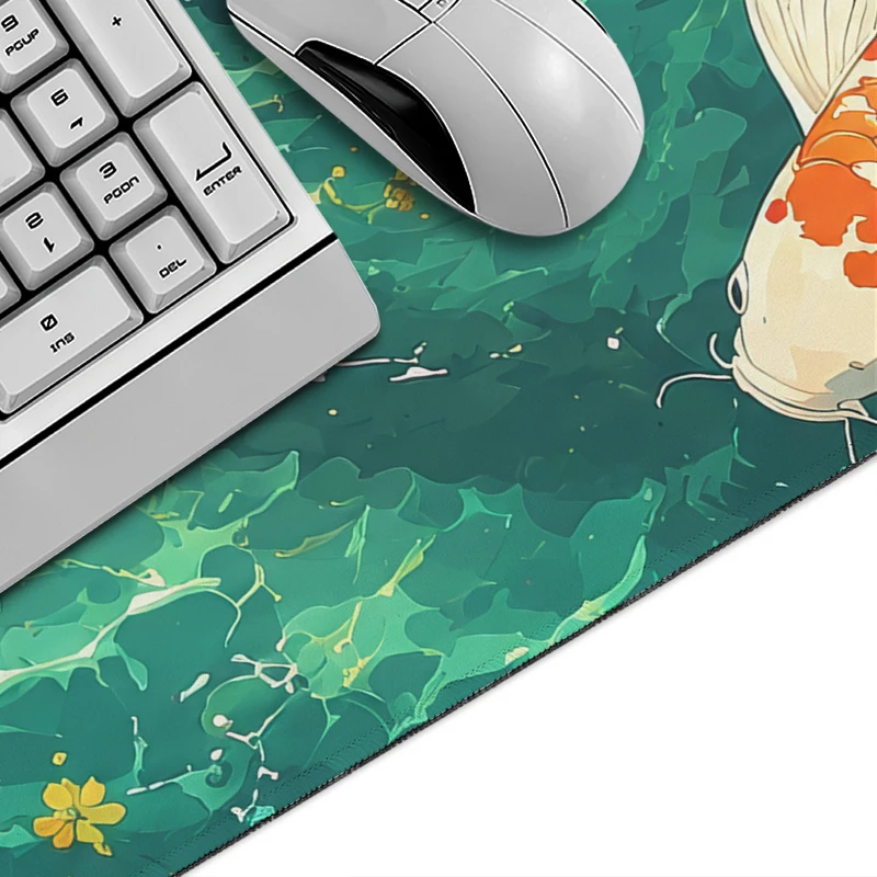 Koi Water Lily Mouse Pad Gaming printon demand New HD Custom Mousepad XXL Playmat Natural Rubber Office PC Desktop Mouse Pad