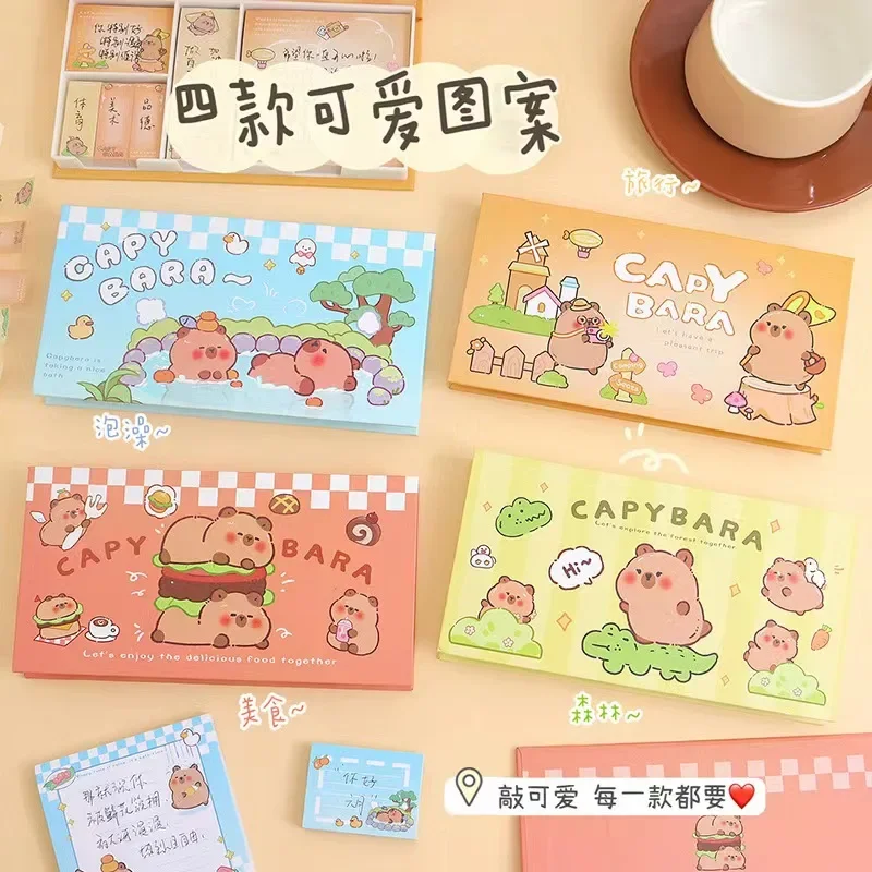 480Sheets/Set Cute Capybara Cartoon Sticky Notes Animals Shape Markers Flags Self-Stick Memo Pads School Office Stationery Gift