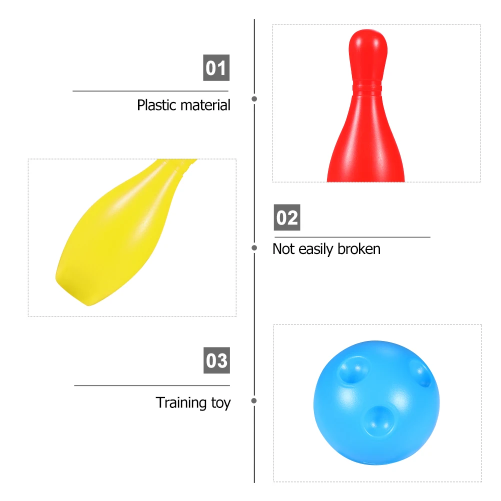 

Mini Bowling Toy Set 10 Pins 2 Balls 12cm Plastic Kids Sports Fitness Wear resistant Educational Toy Household Fun