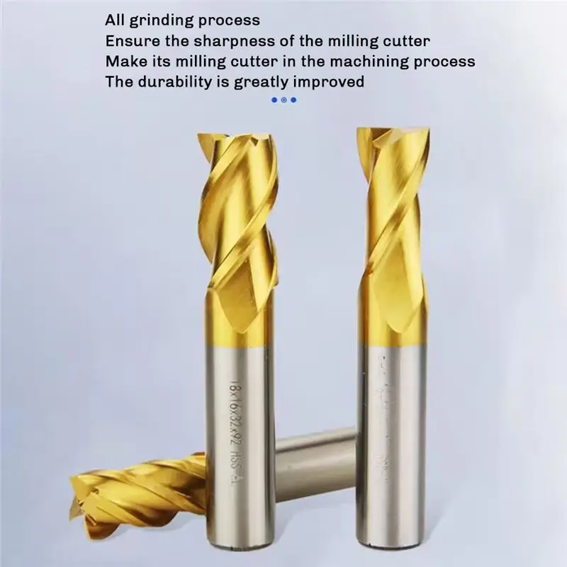 Happy Too.11Pcs Milling Cutters 4-Flute Titanium Coated HSS End Mill Set 1.5-10Mm CNC Router Bit For Wood Steel Milling