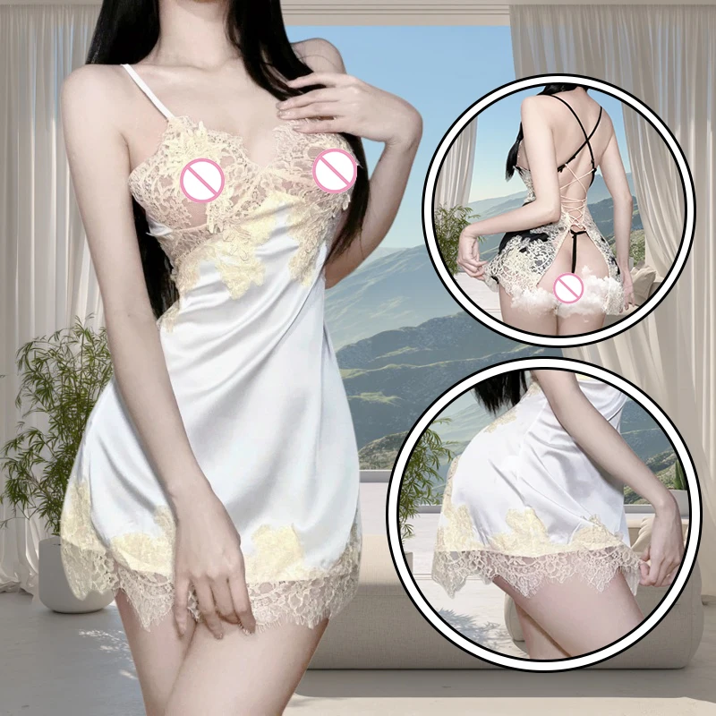 Ultieme sexy nachtjapon voor dames, flirten, hete lingerieset, rollenspel en verleiding, één maat verjaardagscadeau