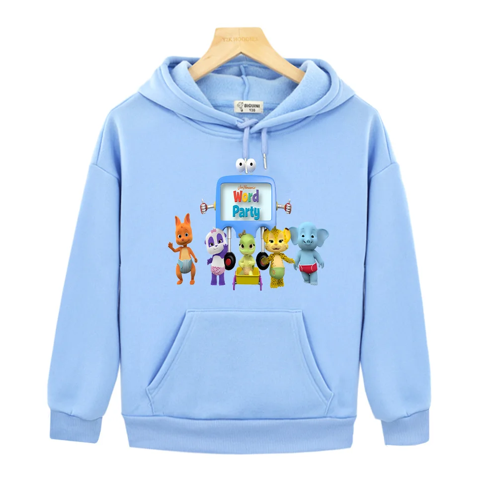 Sudadera con capucha de programa de TV de dibujos animados de fiesta de palabras para niños pequeños, ropa para niños, sudaderas antibacterianas a prueba de viento, jerséis nuevos, Otoño e Invierno