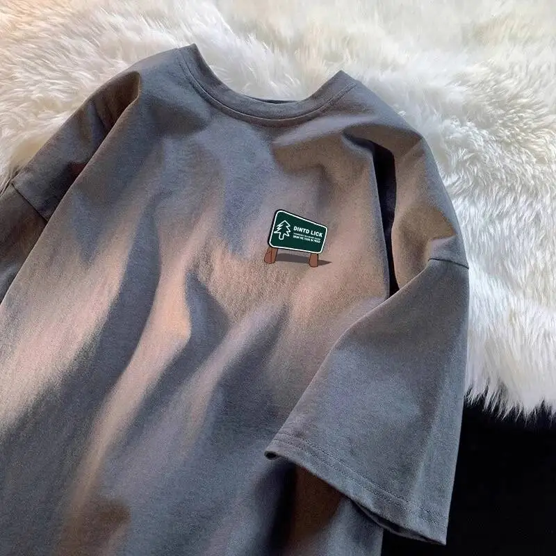 

Свободная футболка из чистого хлопка ort Sve, летняя повседневная одежда, удобный дышащий круглый топ для мужчин и женщин