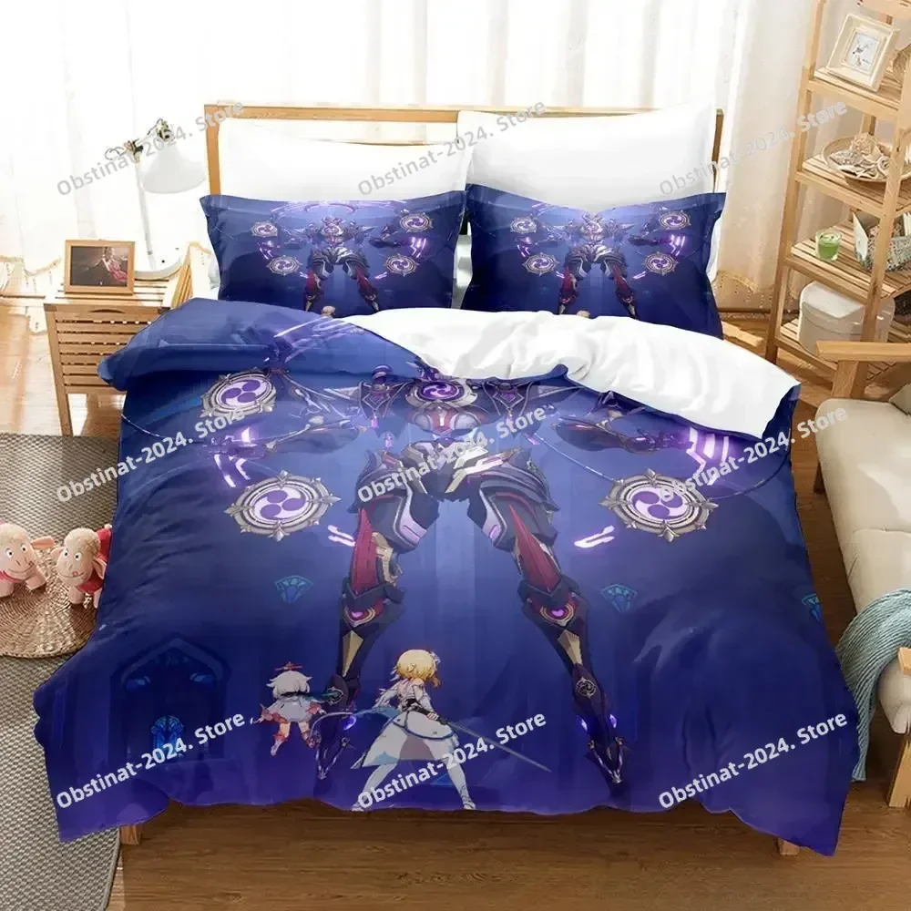 Anime Game Genshin Impact Scaramouche 3D Print Comforter Bedding Set,Duvet Cover Bed Set Quilt Cover Pillowcase,King Queen Size