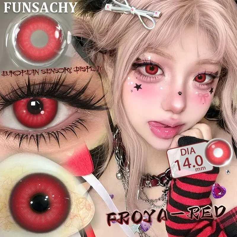 FUNSACHY 1 Paar Drachen-Cosplay-Kontaktlinsen für Halloween Verrückte Cosplay-Kontaktlinsen Anime Gelbe Weichlinsen 14,0-14,5mm Linse – Detail 14