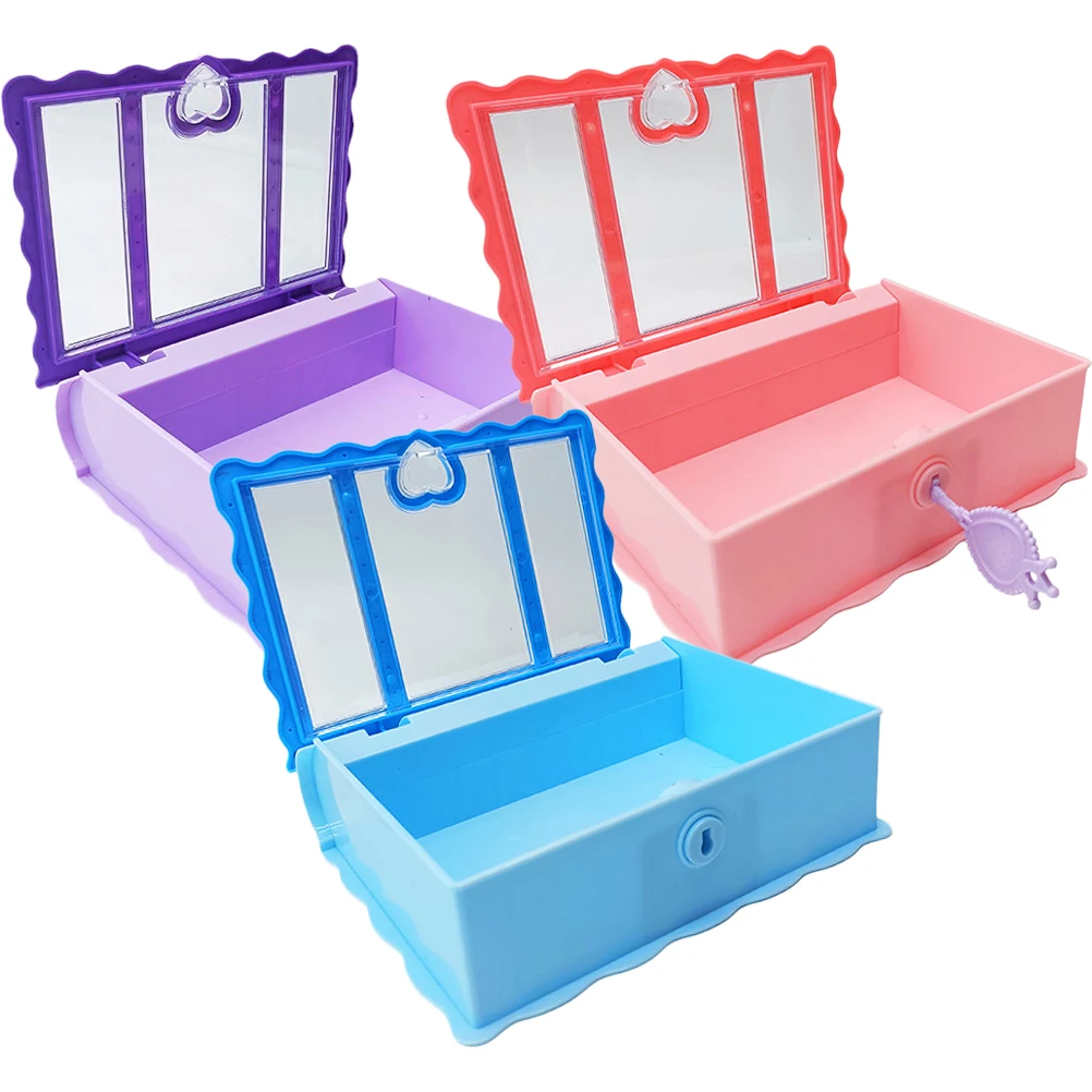 

3pcs Book Storage Box Lightweight Plastic Case Lock Kids Jewelry Girls Decorations Stationery Holder Toy