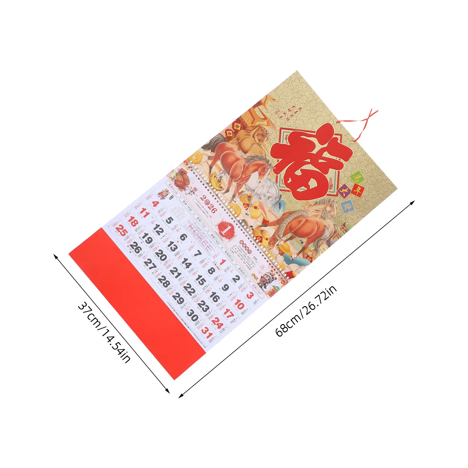 التقويم الجداري لسن الحصان الصيني 2026 ورقة شهرية المسيل للدموع مخطط التقليدية السنة القمرية الجديدة الجدار الشنق #4