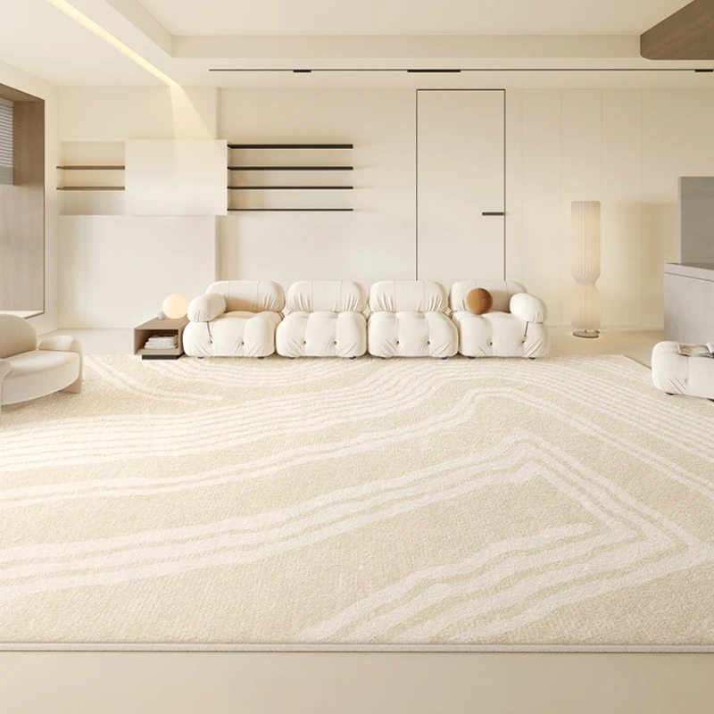 Simple Cream Color Living Room Carpet Modern Bedroom Bedside Thickened Plush Carpets Home Cloakroom Soft Non-slip Rug Washable