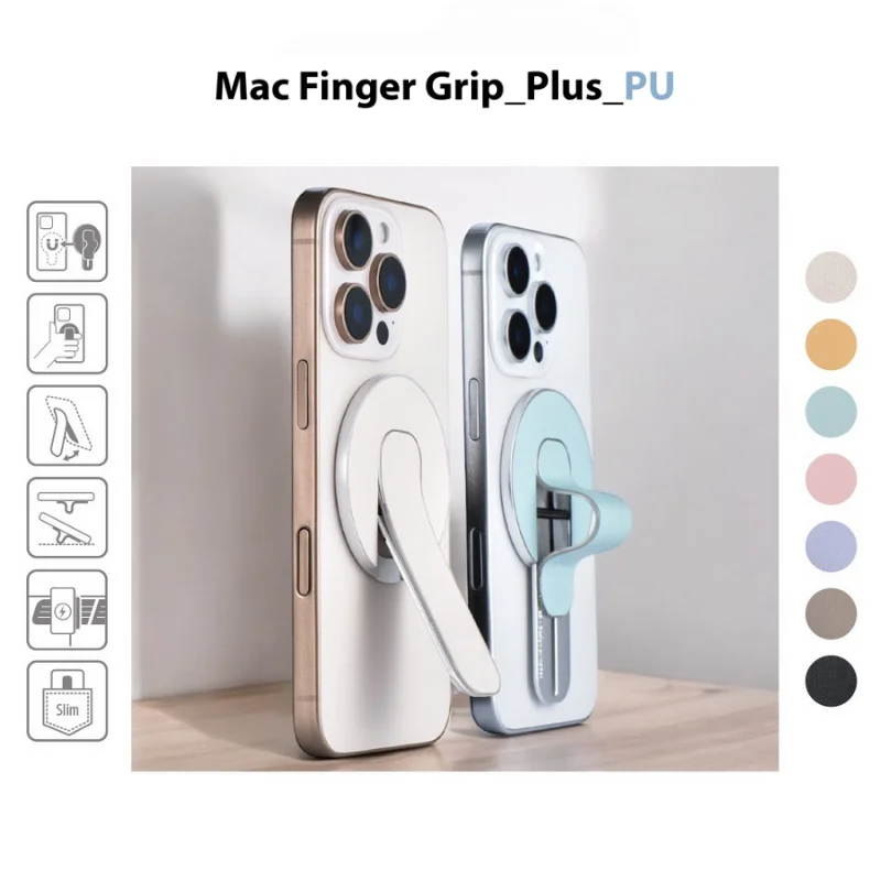 Tragbarer Magnetischer Fingerring-Handyhalter Luxuriöser Abnehmbarer Griff-Ständer für iPhone Leder-Handyhalterung Magnetische Faltbare Halterung – Detail 1