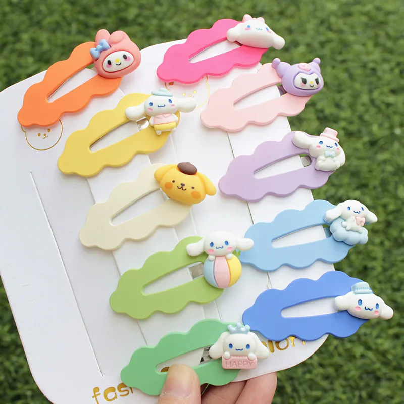 Sanrio Cartoon Hairpin Kawaii Girl Bangs Side Clip Girl Fresh and Sweet Kuromi My Melody Cinnamoroll Cute Color Hairpin Decorate