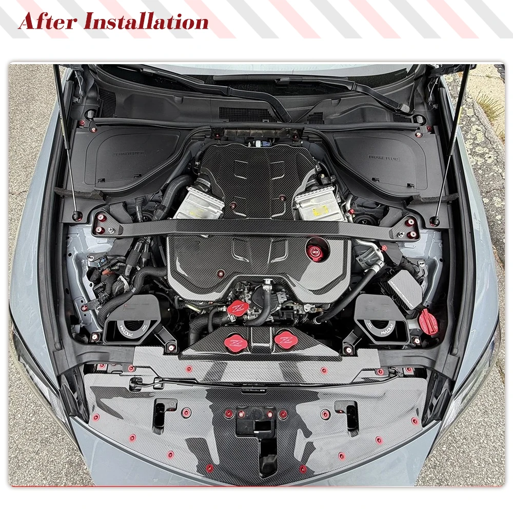 For Nissan 400Z 2023 Prepreg Dry Carbon Fiber Car Front Engine Radiator Cover Panel Interior Engine Compartment Cover Plate
