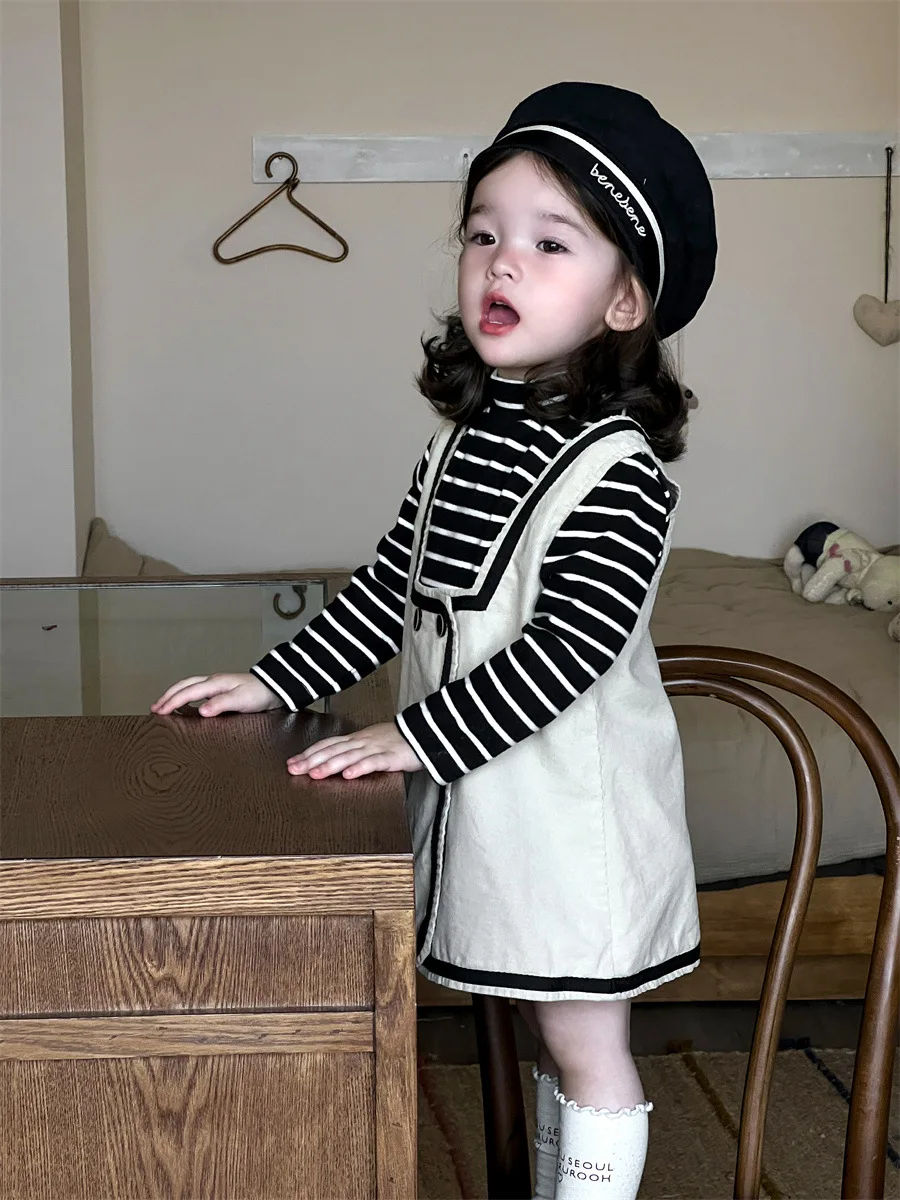 Robe en velours côtelé monochrome pour bébé fille, vêtements décontractés pour tout-petits, mode mignonne, nouveau, automne 2025