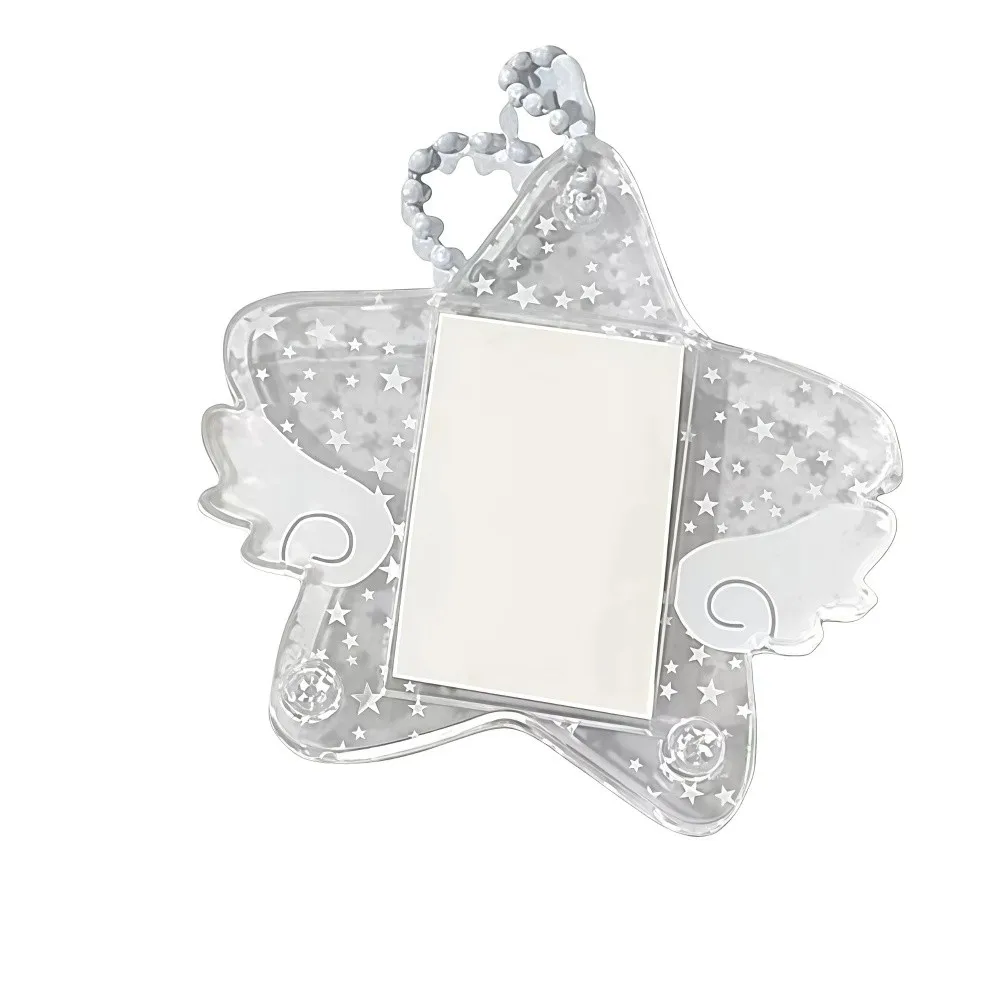 Star Wings Series Photocard Holder 1 Inch Five-pointed Star Wing Idol Photo Protective Case Transparent Acrylic Frame Keychain