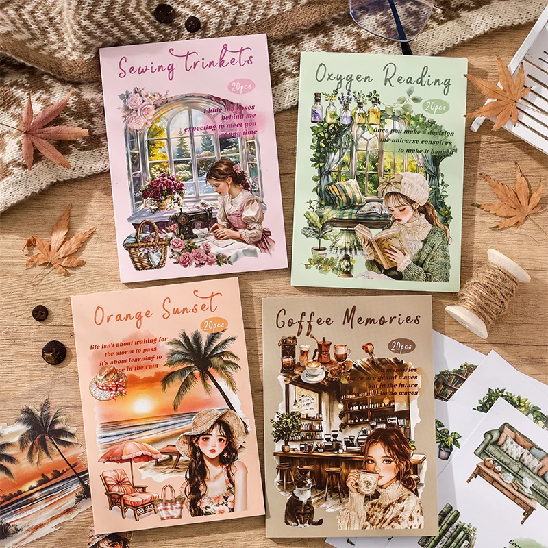 

20 pcs Cartoon character Die-Cut Sticker Book-DIY Decorative Scrapbook Stickers，Glitter Matte Glossy Finish，Stationery supplies